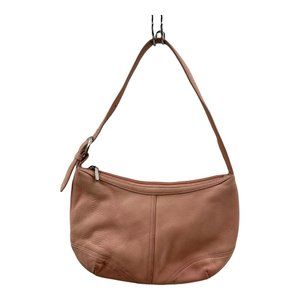 Stone Mountain Leather Hobo Shoulder Bag Pink Adjustable Strap Silver Hardware